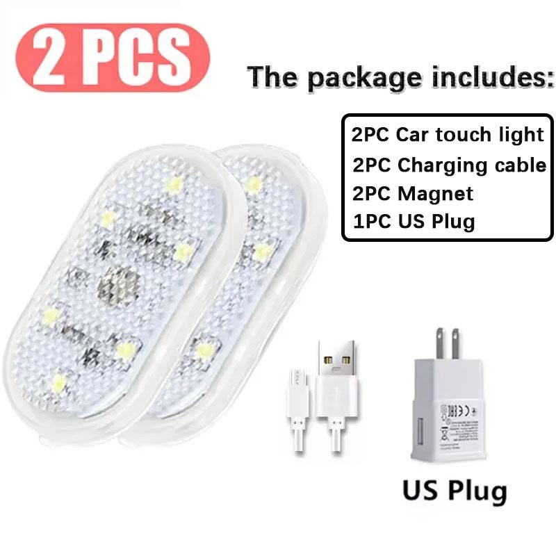 1/2/4PC Mini Car LED Light USB Charging Interior Lighting Lamp for Armrest Box Switch Touch Magnetic Reading Lamp Foot Light