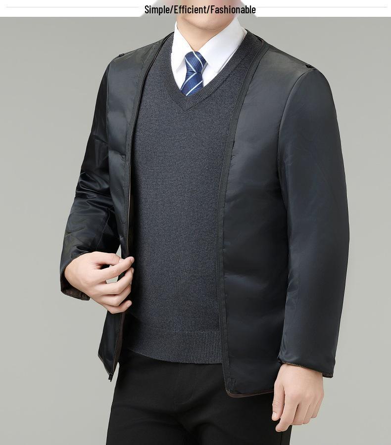 Men's Double-Faced Wool Trench Coat with Down Liner