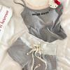Cute Girl Kitty In Padded Camisole Pajamas for Women, 1011 Summer Hot New Striped Shorts Loungewear