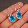 Swiss Blue Topaz Gemstone 925 Sterling Silver Jewelry Handmade Earrings 1.30" EE-3-7