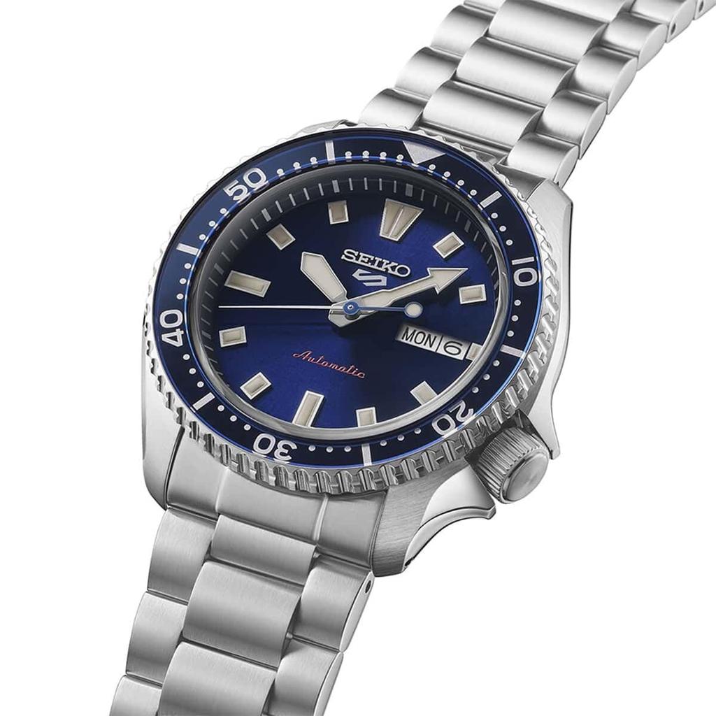 Seiko SRPL83K1 5 Sport SKX Stainless Steel Automatic Watch for Case Men, 42.5mm Size, Blue/Silver