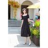 New Summer Bubble Sleeve Floral Skirt Chiffon Nails Square Neck Dress Women's Waist Small Temperament Fairy Skirt
