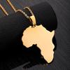 Titanium Steel African Map Necklace - Gold, Smooth Surface, Unisex, Available In Large and Small Sizes for Couples