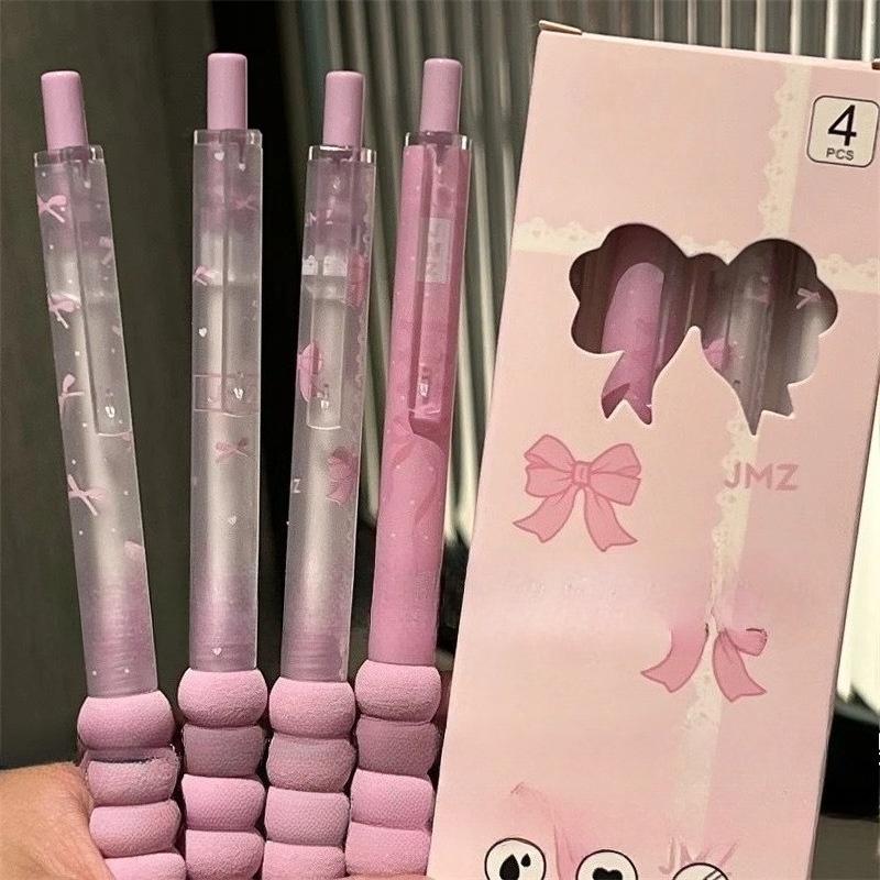 4 unids/caja bolígrafo de Gel a la moda, bolígrafo de papelería de estilo mariposa sencillo y creativo, bolígrafo para álbum de recortes de tinta negra de 0,38/0,5mm, suministros para estudiantes