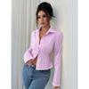 Casual Simple Striped Long-sleeved Button Tops and Shirts for Women 2025 Autumn and Winter