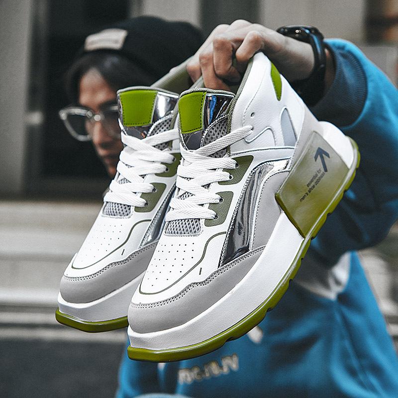 Spring Men's High Top Board Shoes Thick Sole Trend Casual Shoes Outdoor Anti-slip Wear Sports Board Shoes
