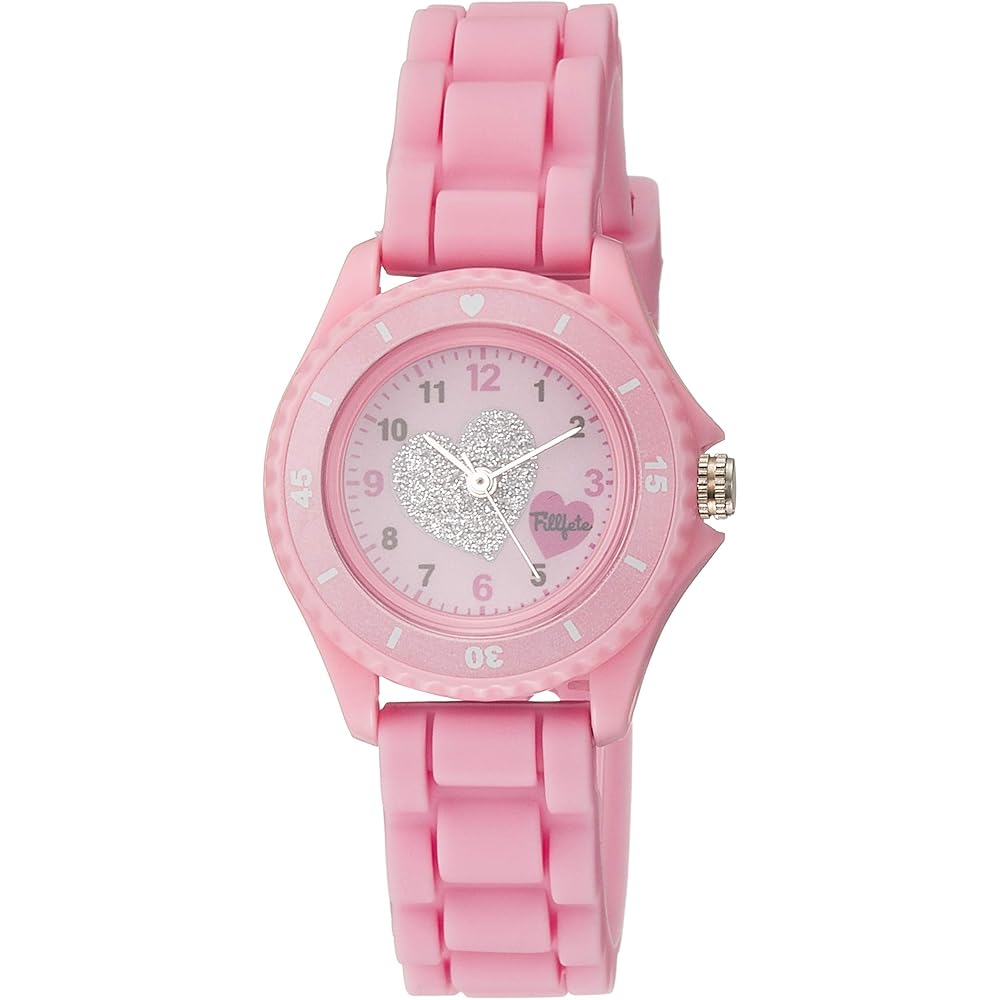 Fieldwork KDS008-2 Analog Watch for Girls Pink with Glitter Dial and Silicone Strap