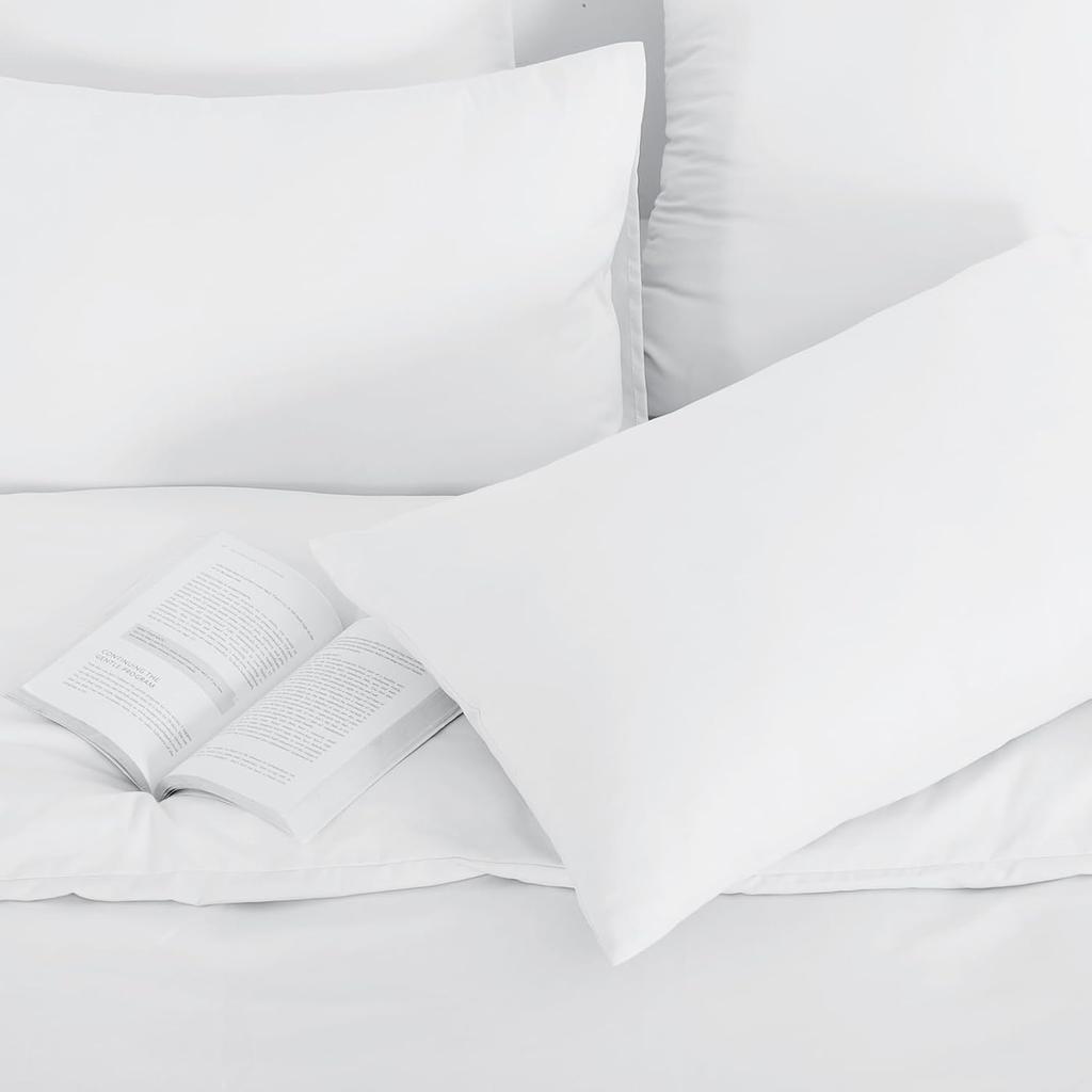 Aisbo King Size Pillow Cases Set of 2 - White King Pillowcase 2 Pack with Envelope Closure, Soft Brushed Microfiber Bed Pillow Case Cover, 20x36