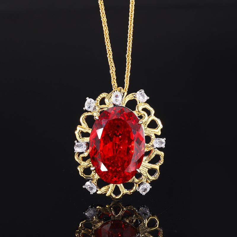 Jewelry Copper Bottom Gold-Plated Simulation Bird'S Nest Cut 18 * 25 Egg-Shaped Pendant Necklace
