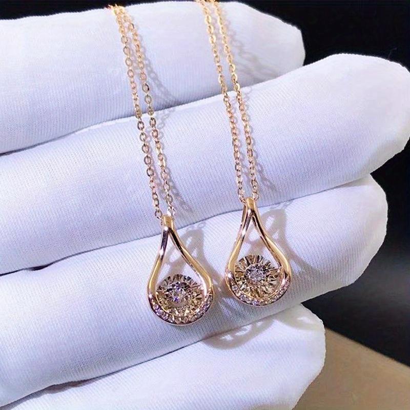 1pc Exquisite Water Drop Synthetic Zircon Necklace, Simple and Versatile in Style, Collarbone Chain