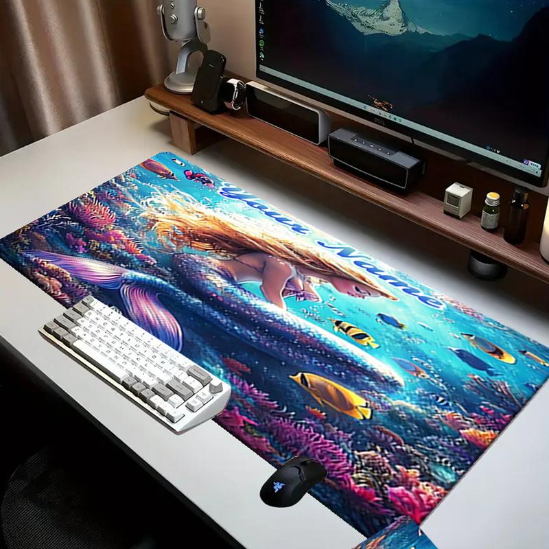 1PC Custom Name Mermaid Fantasy Underwater World Mouse pad, keyboard and mouse desk pad, for computer notebook Birthday Gift For Any Room Or Office
