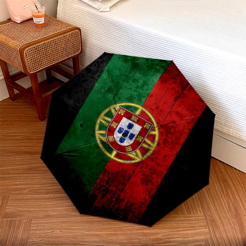 1 PC Automatic Folding Umbrella - Portugal National Football Logo Pattern, Portable & Foldable Design with 8 Ribs, Christmas Birthday Gifts