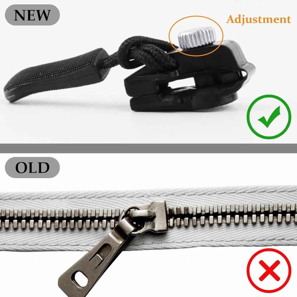 Universal Zipper Repair Kit Quick Instant Detachable Zipper Head Replacement Zipper Slider Pull for Jacket Bags Coat Free Sewing