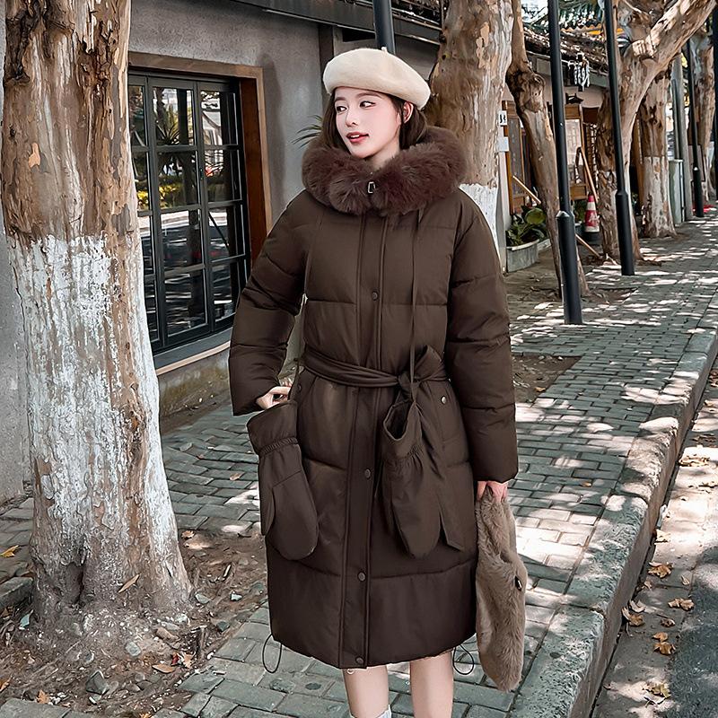 Cotton clothes women's short models, new winter loose hooded fur collar thickened warm medium and long bread clothes jacket