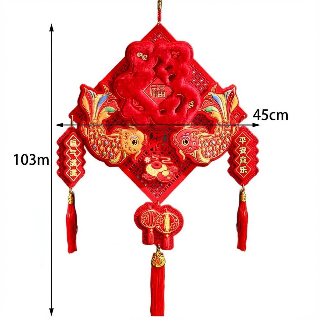 Spring Festival 2026 Felt Fu Character Pendant for Door and Living Room Decoration with Traditional Lucky Symbols