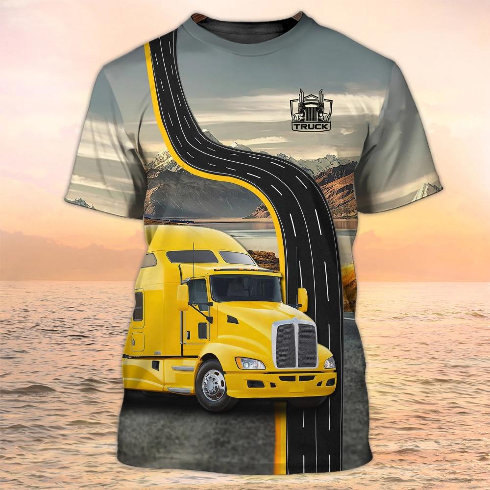 Trucker T-Shirts Trucking 3D Print Men's O-Neck Short Sleeve Street Truck Harajuku Clothing