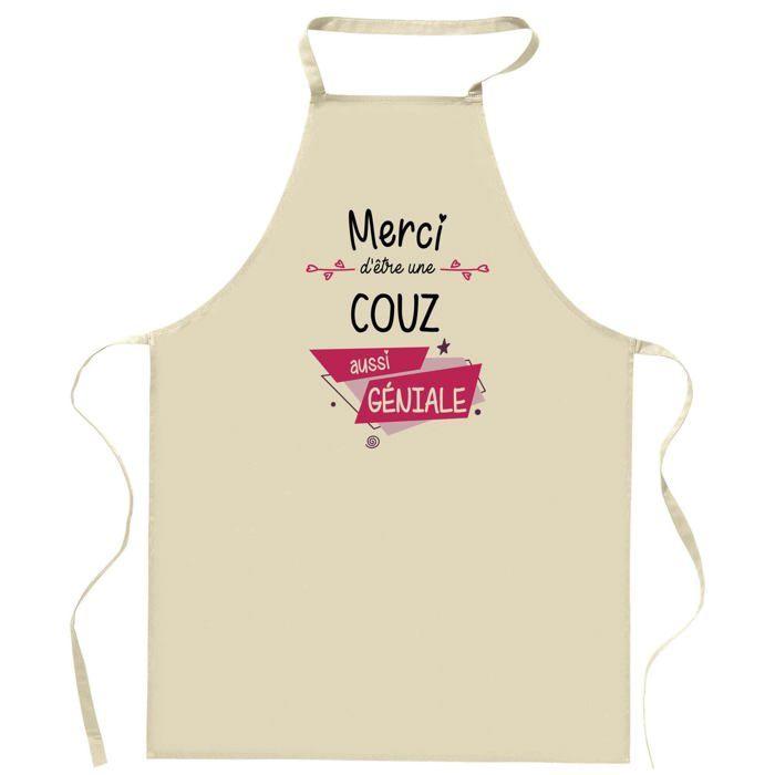 Tablier de cuisine - Couturière Merci Géniale - Impression Bretonne - Coton résistant - Liens ajustables