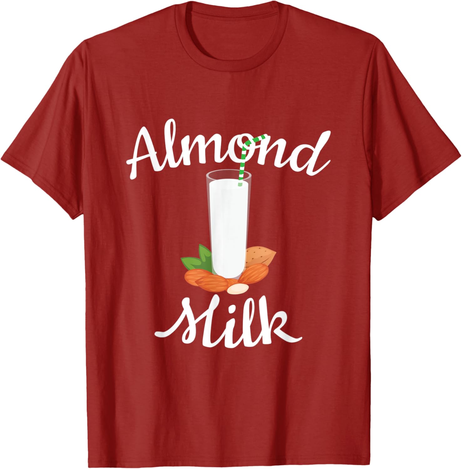 Almond Milk Lover Gift Graphic Tee Casual Soft Cotton Crewneck TShirt for Vegan Drink Fans S