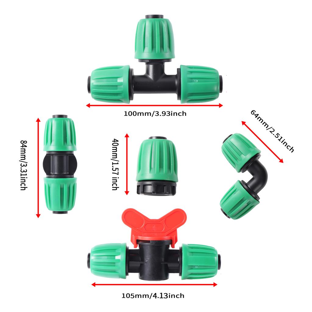 16mm PE Pipe Locked Connector Lock Nuts Garden Water Coupling 1/2'' Pipe 4/7mm Hose Fittings Garden Agriculture Irrigation Joint