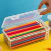 Non-Toxic 2Pcs Large Capacity Transparent Plastic Pencil Boxes Portable Tension Mount Storage Organizer For Oil Pastels Crayons