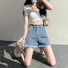 Women's High Waist Denim Shorts - Casual, Versatile, Slimming, Frayed A-line, Trendy Summer Wide Leg Hot Pants