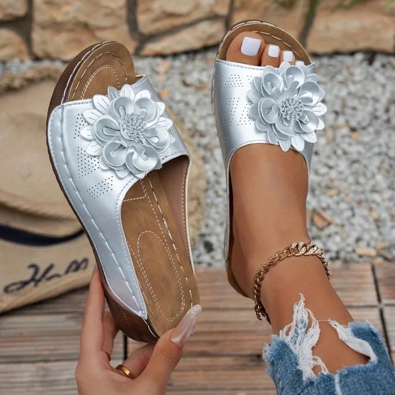 Fashion Women Slippers Non-Slip Walking Shoes Slip on 2025 Summer New Wedge Sandals Women Party Slippers Woman Footwear Slides Women