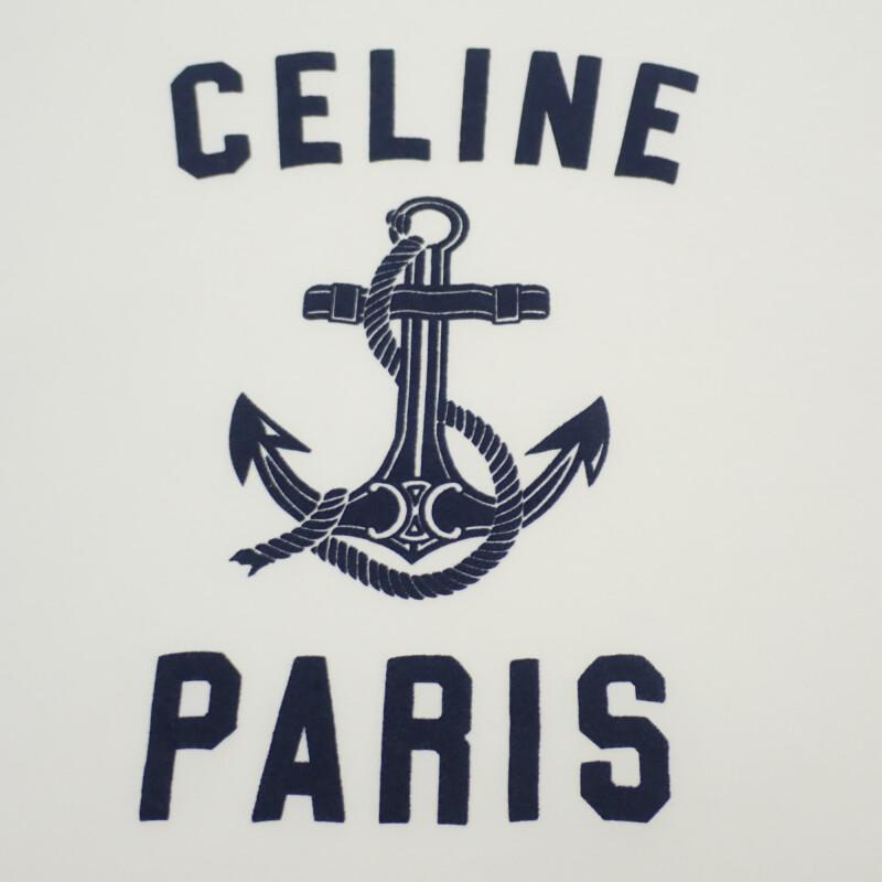 CELINE 2X80D671Q.01MA M Short Sleeve T-shirt white/Navy Cotton Women