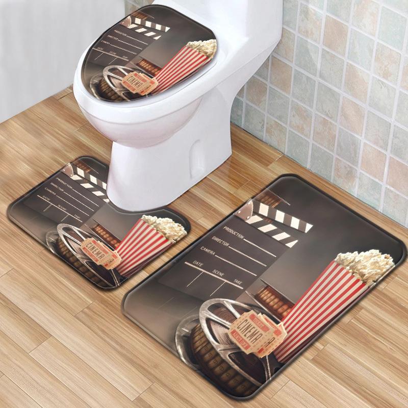 Creative Toilet Three-Piece Floor Mat Bathroom Three-Piece Carpet Doormat