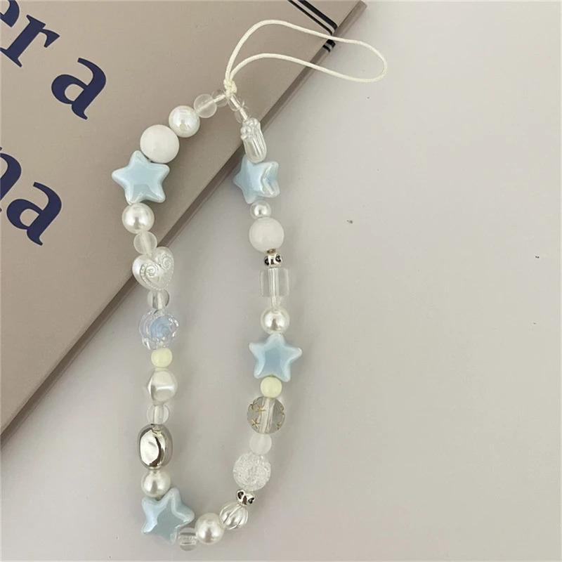 Blaue Sternperlen Handykette Trendiger Anhänger Für iPhone Universelles Zubehör Lanyard Aufhängeseil Für Mädchen Anhänger Frisch