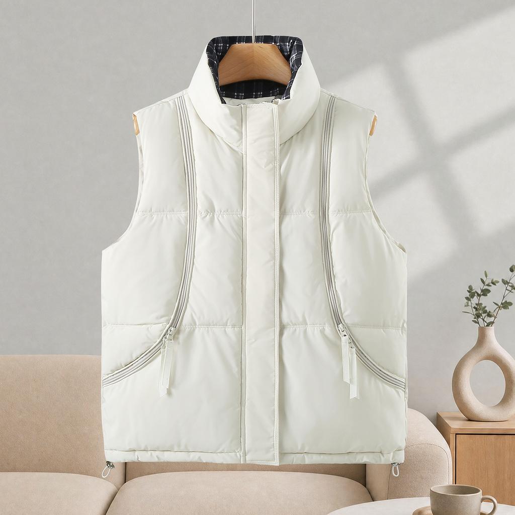 Winter new vest cotton stand-up collar fashionable loose foreign style warm women's vest vest vest jacket