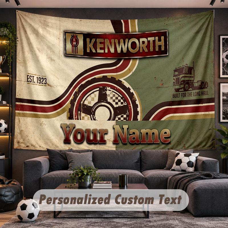Wall Hanging Tapestry Custom NameKenworth Pattern Personalized Printed Fabric Wall Decor
