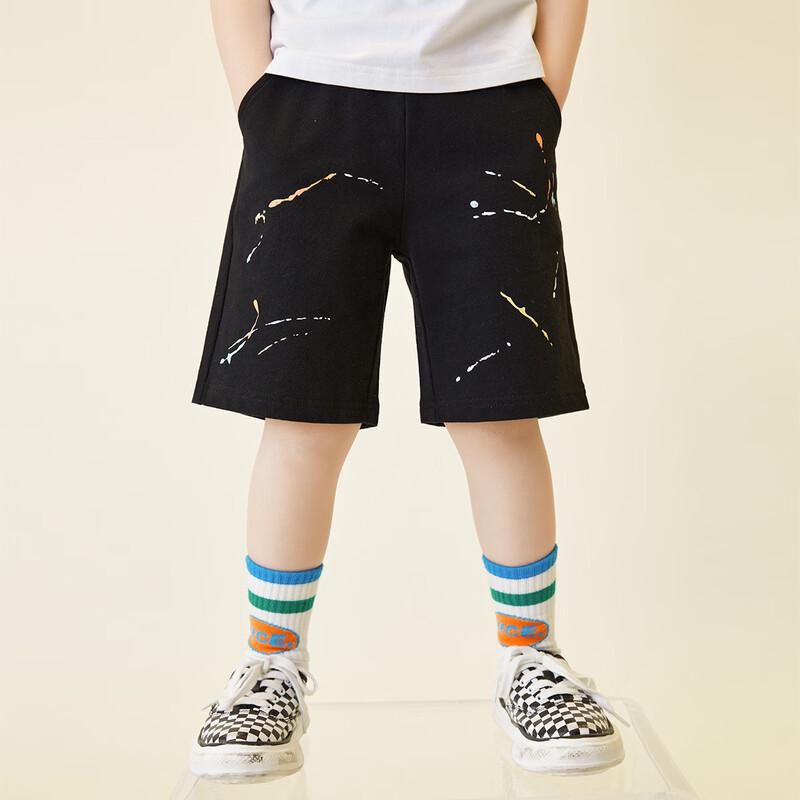 DODUODUO Boys' Ink Dot Print Soft Stretchy Sports Shorts