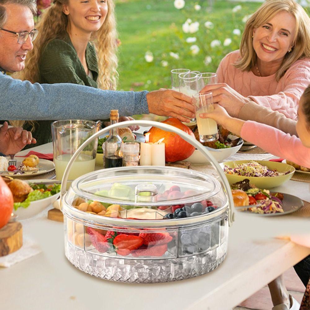 Divided Picnic Fruit Preservation Tray Transparent Snack Serving Plate  Summer