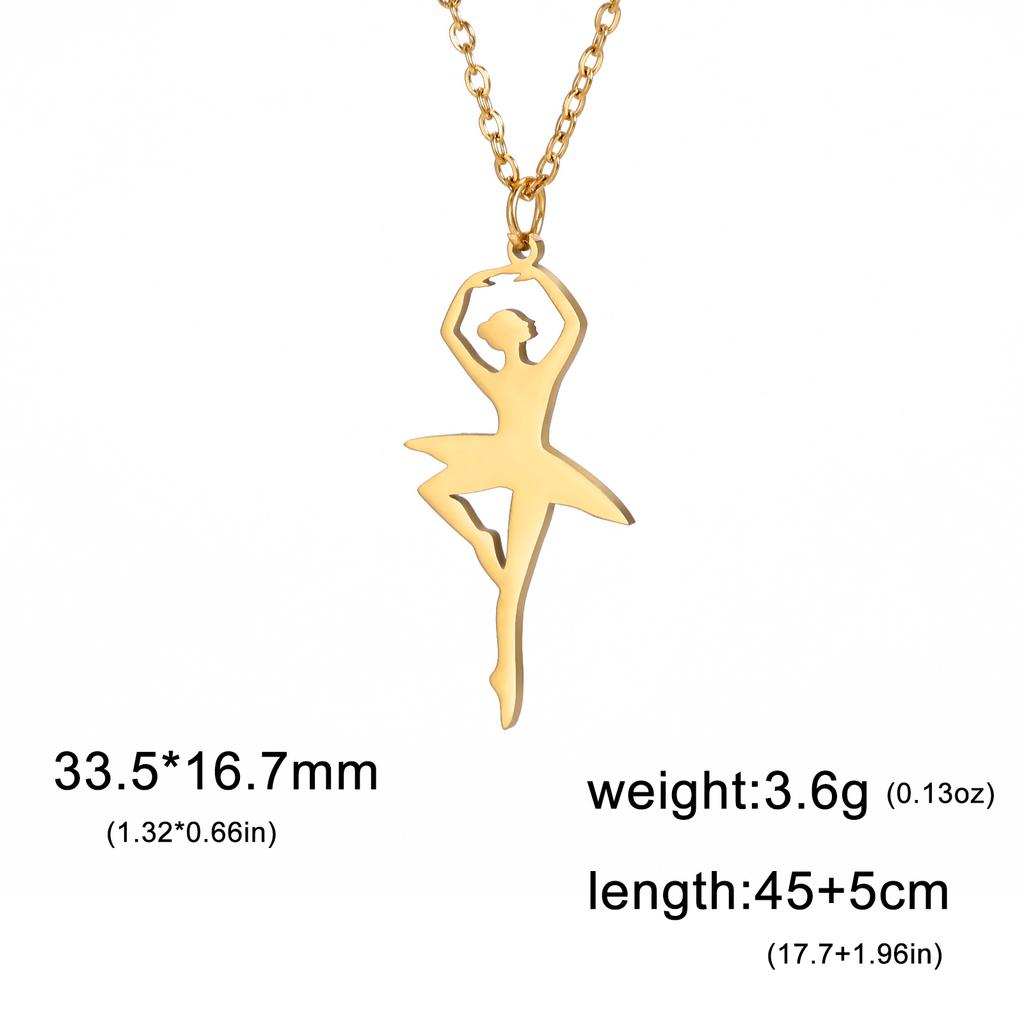 Dancing Ballerina Dancer Ballet Pendant Necklace for Women Stainless Steel Neck Chains Aesthetic Jewelry Gift In