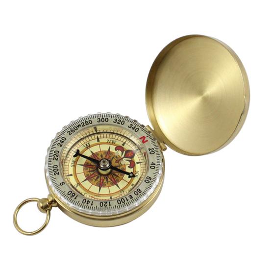 Retro Luminous Brass Pocket Watch Hiking Navigation Compass Outdoor Camping