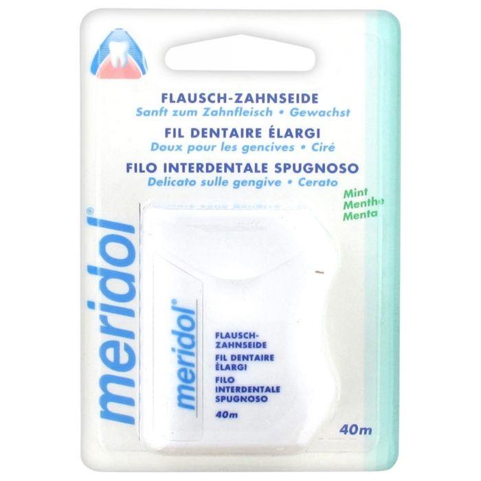 Fil Dentaire Élargi - Meridol - 40m - Ciré - Protection Gencives - Nettoyage Doux