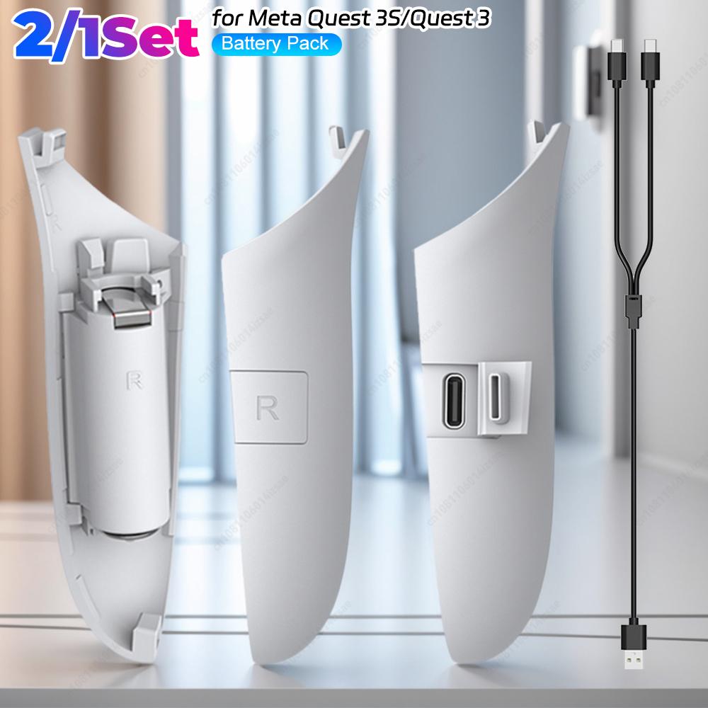 Rechargeable Controller Grips Right Left Charging Grips Cover for Meta Quest 3S/3 VR Headset Controller Battery Pack Accessories