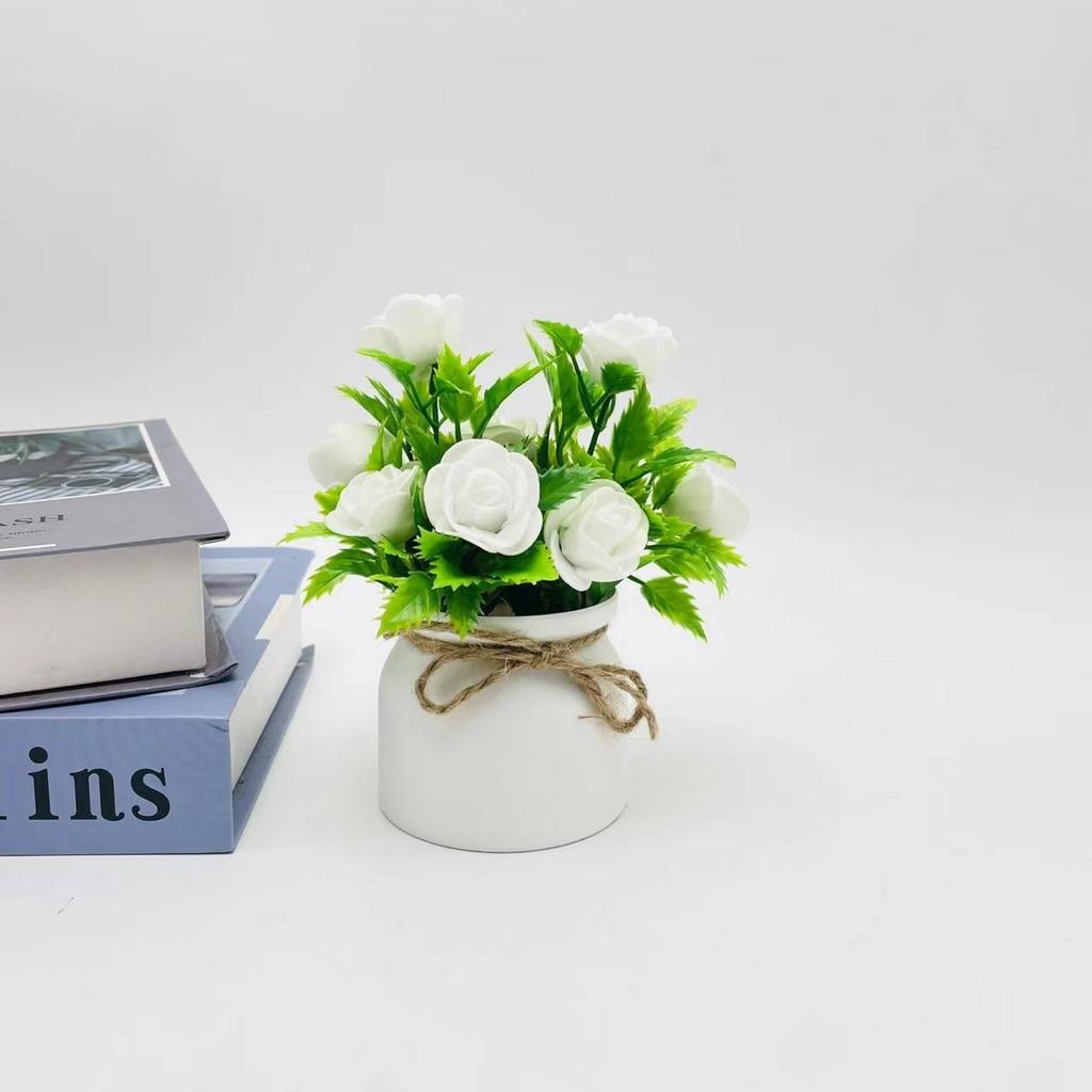 Foam Rose Artificial Potted Plant With Butterfly Accent For Indoor Decoration And Photography Use