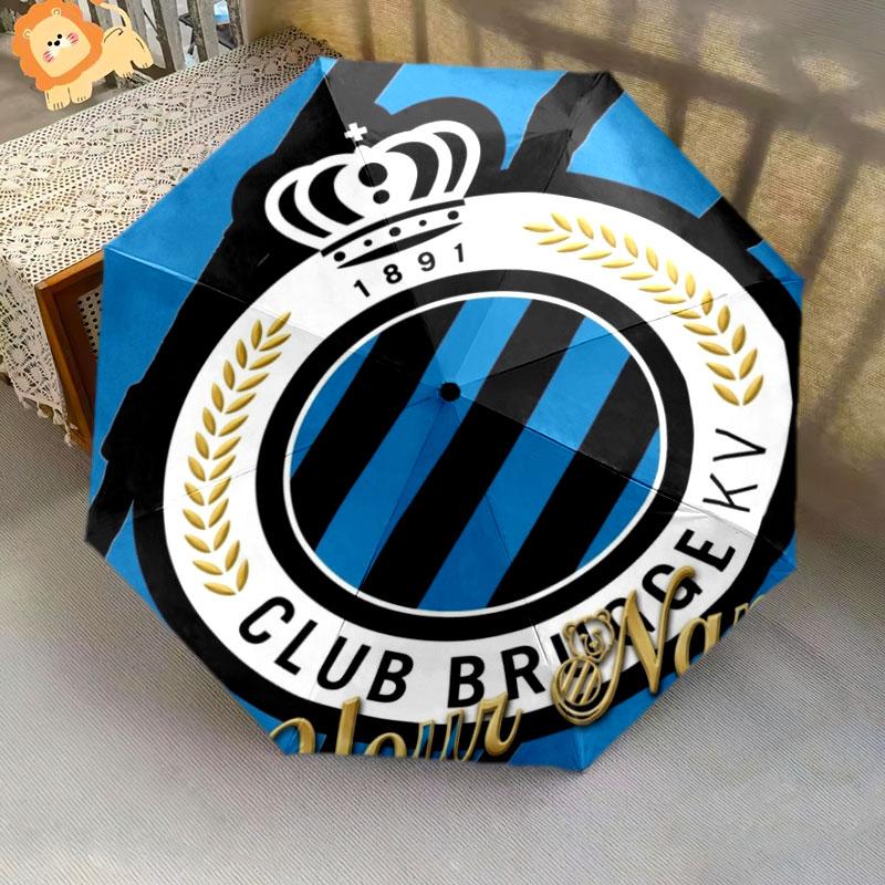 1 PC Automatic Folding Umbrella - Club Brugge KV Custom Name Pattern, Portable & Foldable Design with 8 Ribs, Christmas Birthday Gifts