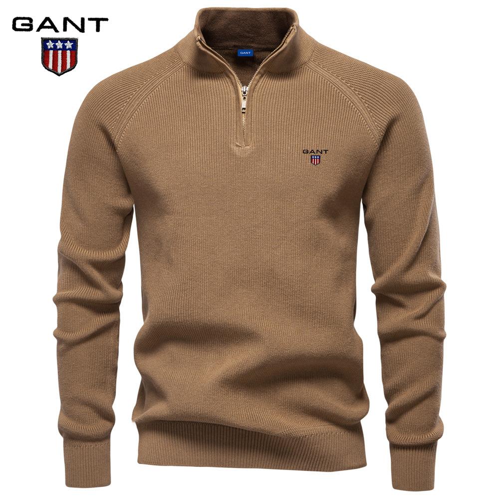 

Gant Autumn and Winter Embroidery New Men s Semi Open Sweater Men s Long Sleeved Stand Up Collar Solid Color Versatile Casual Top XXL