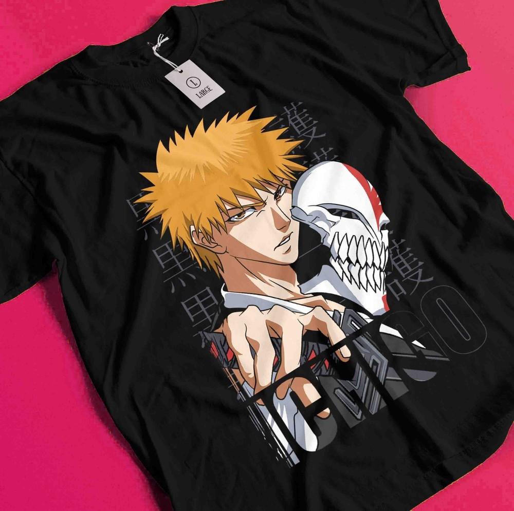 Bleach Anime Tshirt Ichigo Bankai T-Shirt Aizen Yhwach Tee Zaraki Kenpachi Shirt BB389