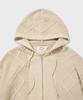 Amfeast Bold Cable Cotton Knit Zip-Up Hoodie Cream