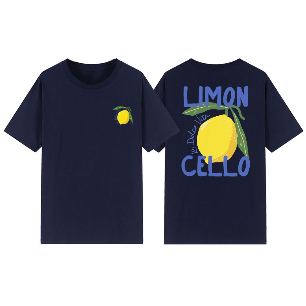 

Лимончелло La Dolce Vita Италия Футболка Лимонная Футболка Женская Футболка с коротким рукавом и круглым вырезом Ретро Графическая футболка Подарок для любителей лимонов L темно-синий
