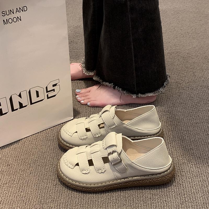 

Наступая на дерьмо, чувствуешь себя мягко 2025 новые туфли-одиночки уродливые милые туфли женские литературные женские маленькие белые туфли Mori круглая головка мягкая подошва туфли Boken 40