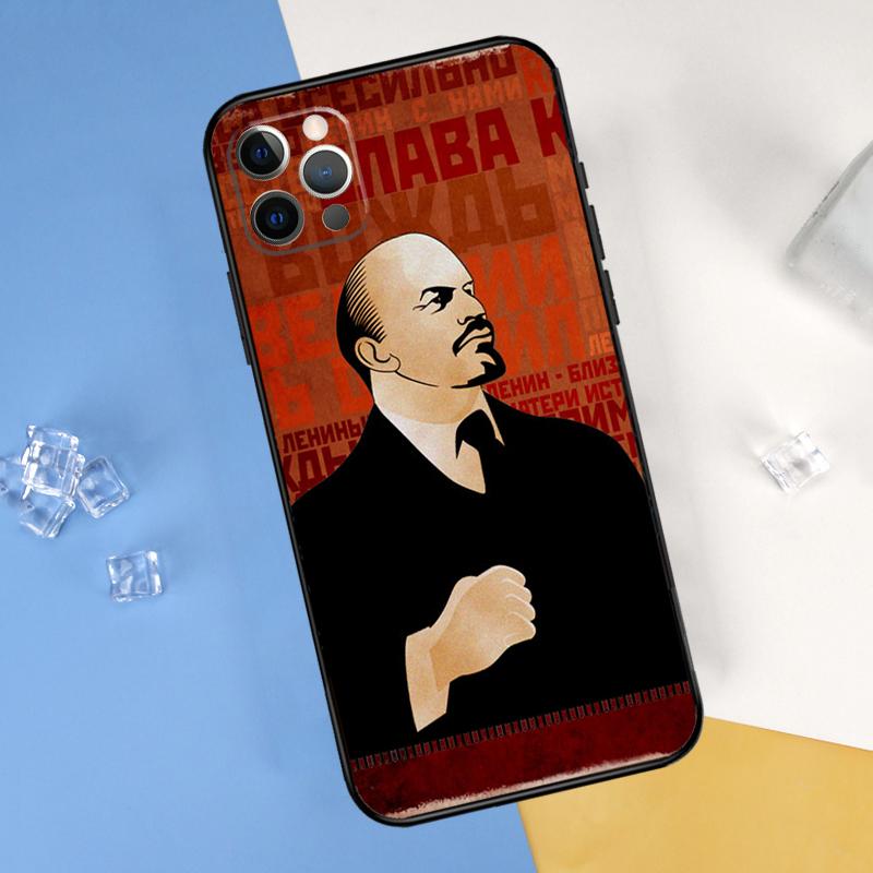 

Lenin Soviet Union Flag Phone Case For iPhone 16 15 13 11 12 14 Pro Max Mini X XR XS Max Plus Soft Cover iPhone 15 Pro