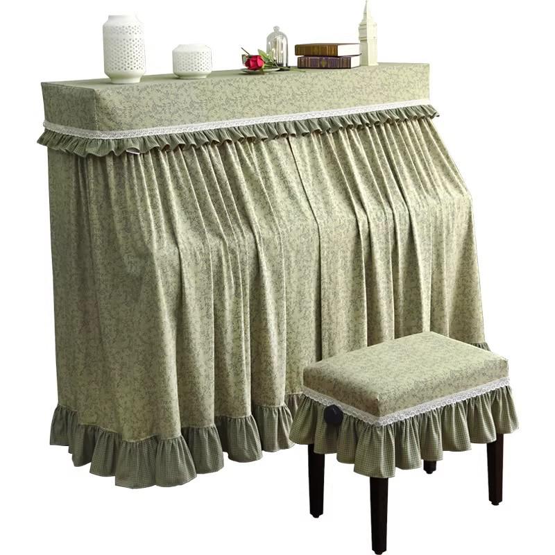 Premium American Retro Pastoral Piano and Stool Dust Cover Set