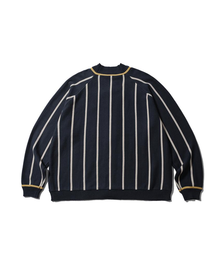 Anglan Varsity Raglan Knit Cardigan - Navy