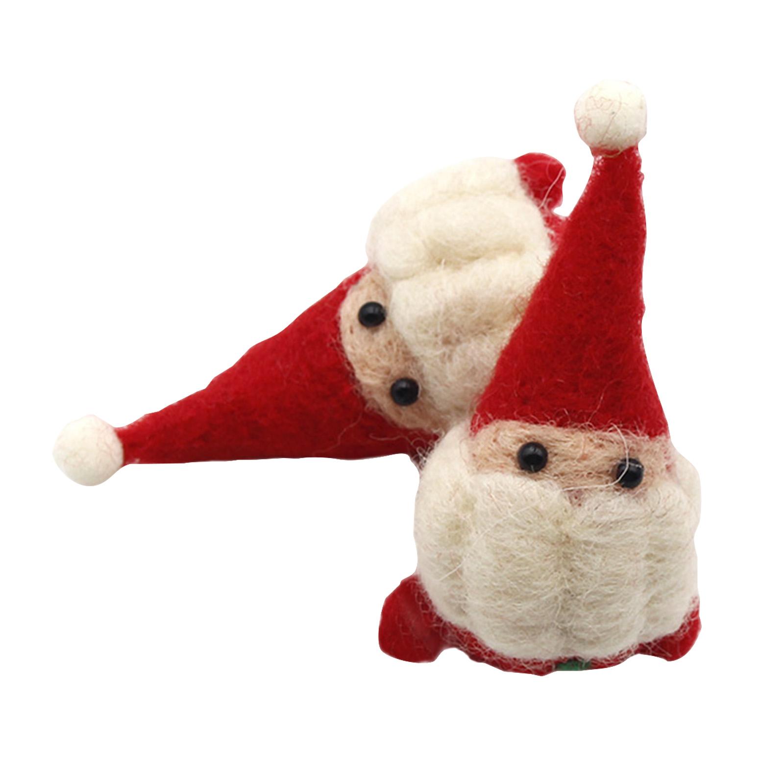 

Christmas Ornaments, 8cm Tall Handmade Wool Santa Figures, Cute Xmas Decorations For Home, Tree, Party, Holiday Gifts One Size