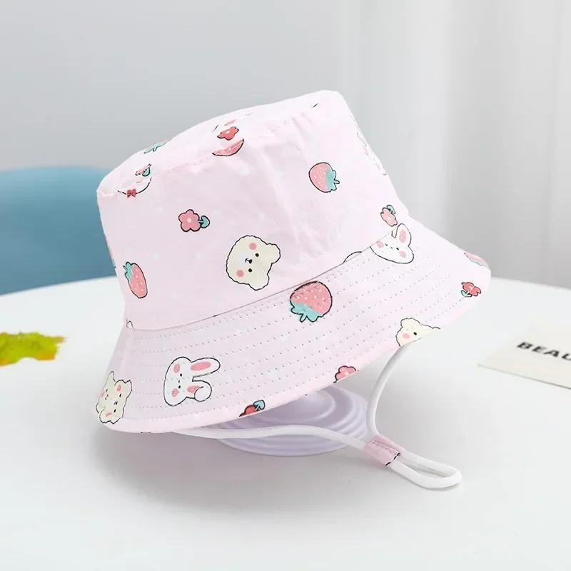 Baby Sun Hat Summer Kids Cartoon Dinosaur Print Soft Cotton Bucket Hat For Girls Boys Panama Beach UV Protection Cap Children