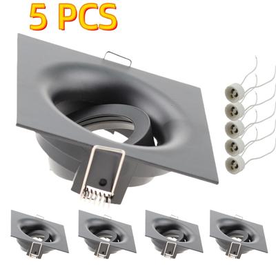 5 Pcs Led Downlight Round Square Recessed Ceiling Spot Lamp Frame with GU10 Holder Spotlight Fitting Fixture for Balcony